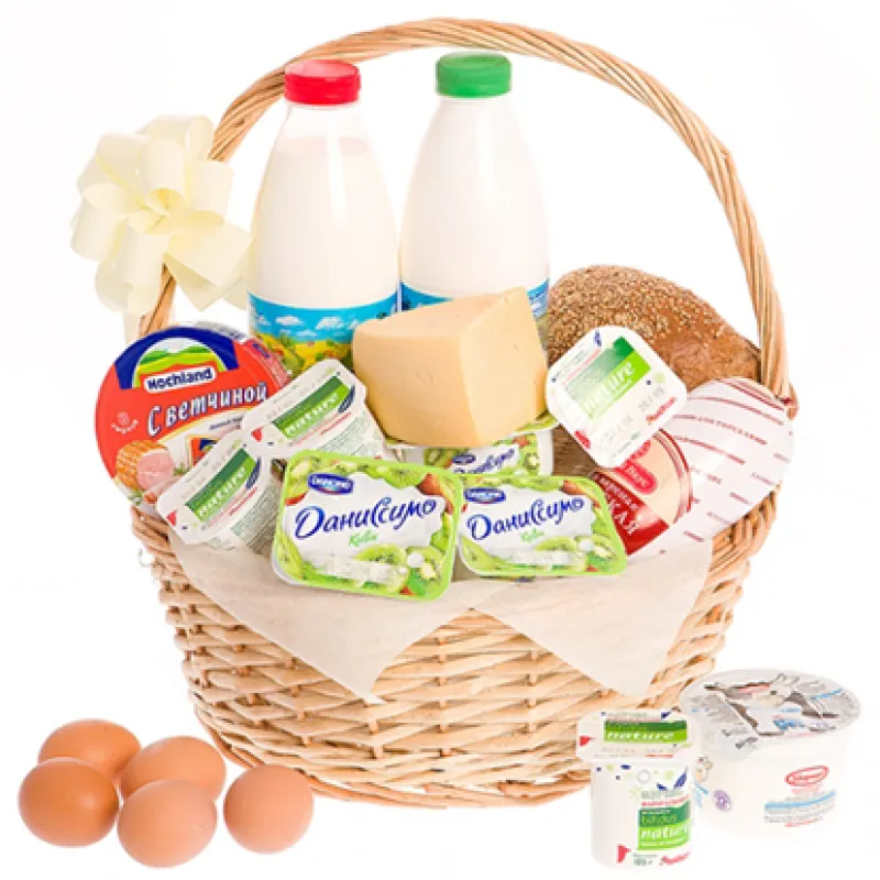 Корзинка свежих продуктов с хлебом и молоком, доставка Шенкурск